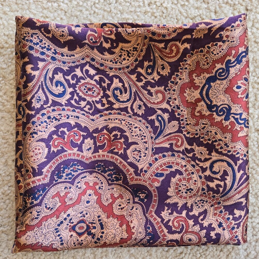NWOT Large Silk Scarf Hand Rolled Edges